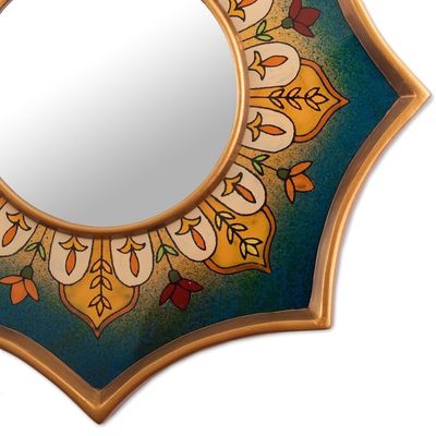 Alternate image for Gold Accented Wall Accent Mirror Colonial Crown in Teal