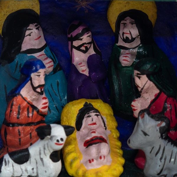 Alternate image for Hand-Painted Retablo Nativity Ornaments Set of 4 Celebrating the Season