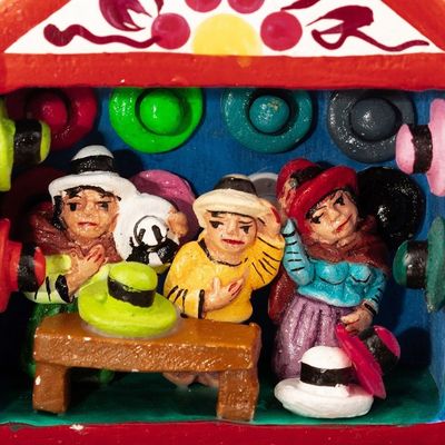 Alternate image for Hand-Painted Hat Store 5 Inch Wood and Ceramic Mini Retablo Hat Store