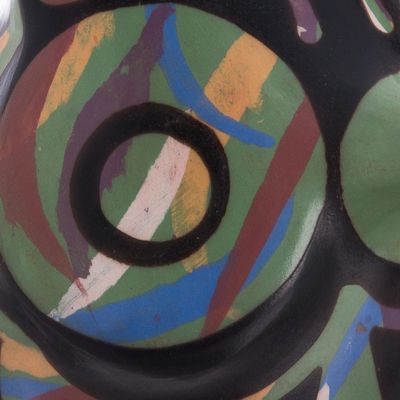 Alternate image for Chulucanas Ceramic Owl Figurine in Green from Peru Green Chulucanas Sentinel