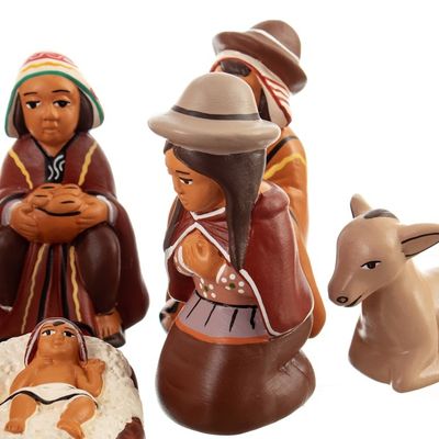 Alternate image for Hand-Painted Traditional Ceramic Andean Nativity Scene Andean Miracle