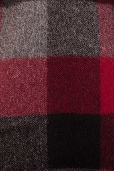 Alternate image for Very Soft Red and Black Plaid Alpaca Wool Scarf Red Squared