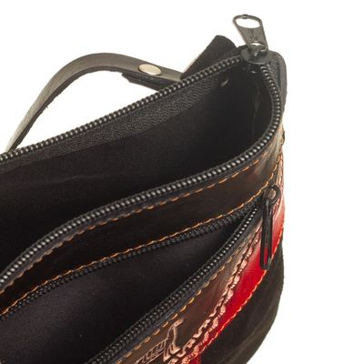Alternate image for Llama-Themed Red and Black Suede Leather Sling from Peru Cusco Llama
