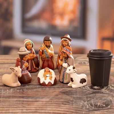 Alternate image for Hand-Painted Traditional Ceramic Andean Nativity Scene Andean Miracle