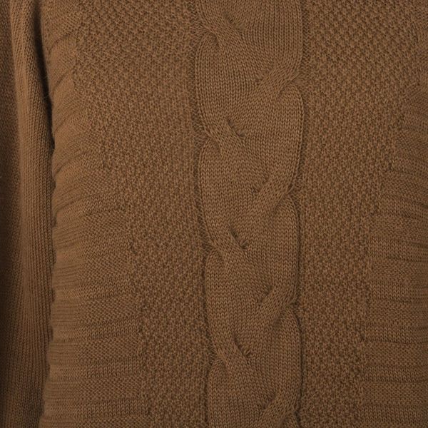 Alternate image for Warm Brown Braided Detail Alpaca Blend Sweater from Peru Braided Sepia