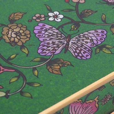 Alternate image for Reverse Painted Glass Butterfly Decorative Box in Emerald Butterfly Jubilee in Emerald