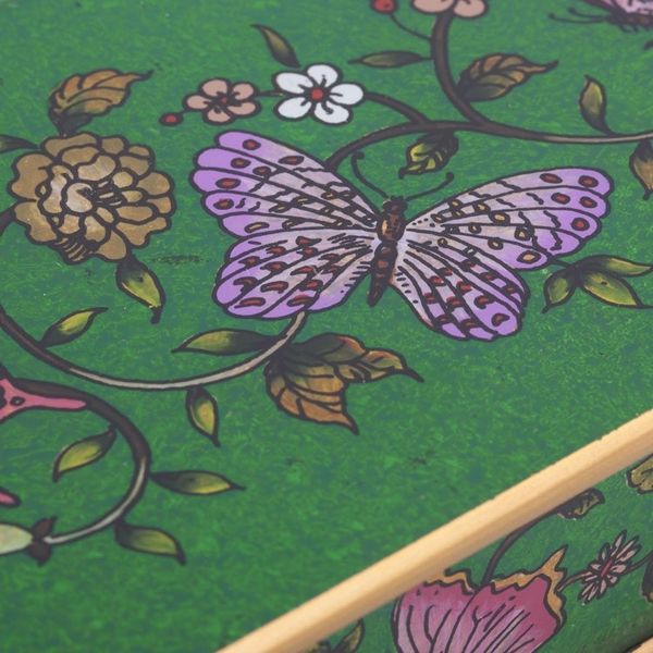 Alternate image for Reverse Painted Glass Butterfly Decorative Box in Emerald Butterfly Jubilee in Emerald