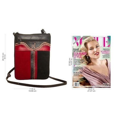 Alternate image for Llama-Themed Red and Black Suede Leather Sling from Peru Cusco Llama