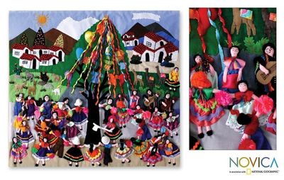 Alternate image for Folk Art Cotton Applique Wall Hanging Festival