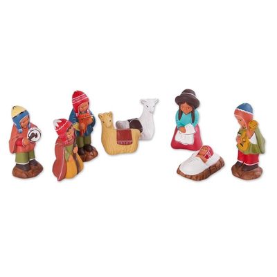 Alternate image for Hand-Painted Music-Themed Ceramic Nativity Scene 9 Pieces The Music of Life