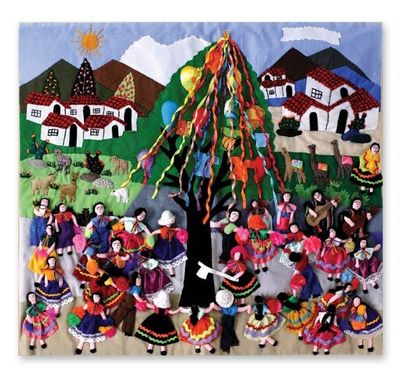 Alternate image for Folk Art Cotton Applique Wall Hanging Festival
