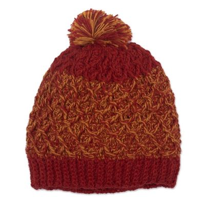 Alternate image for Crocheted 100 Alpaca Wool Hat Winter Fire