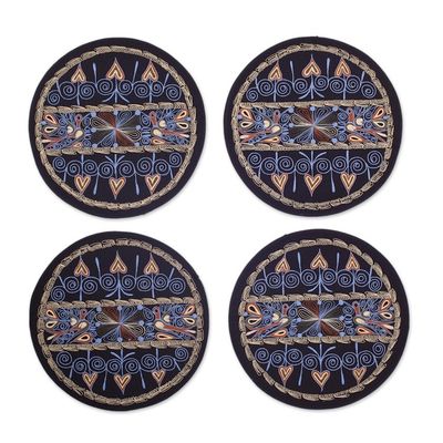 Alternate image for Heart Motif Placemats in Sky Blue Set of 4 from Peru Heart Shower in Sky Blue