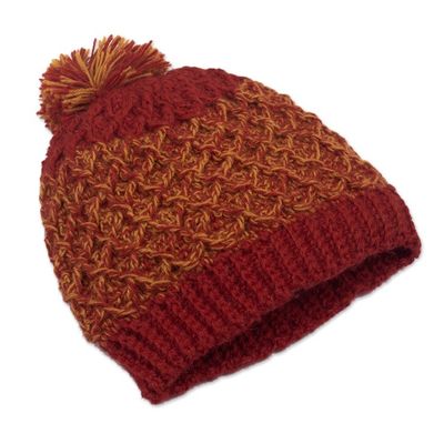 Alternate image for Crocheted 100 Alpaca Wool Hat Winter Fire