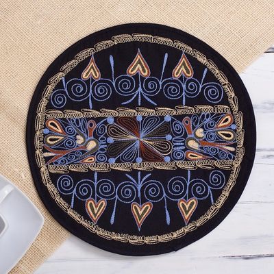 Alternate image for Heart Motif Placemats in Sky Blue Set of 4 from Peru Heart Shower in Sky Blue