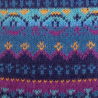 Alternate image for Hand-knit Fingerless Mittens Made with 100 Alpaca in Peru Blue Mountain