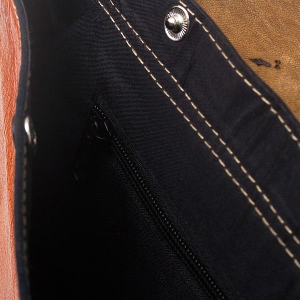 Alternate image for Hand Crafted Orange Leather Shoulder Bag with Wool Accent Solari
