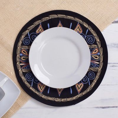 Alternate image for Heart Motif Placemats in Sky Blue Set of 4 from Peru Heart Shower in Sky Blue