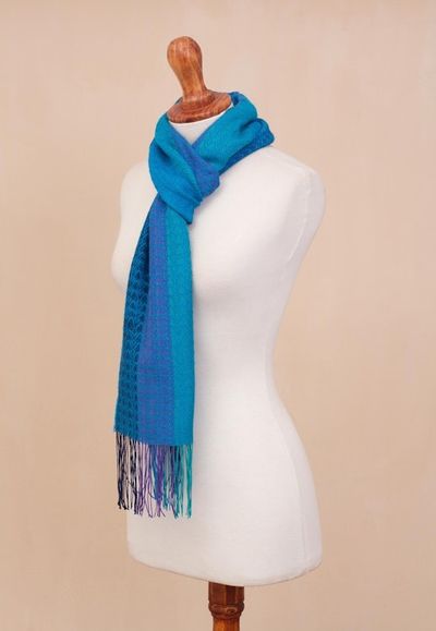 Alternate image for Hand Woven Striped Alpaca Blend Wrap Scarf from Peru Tranquil Paradise