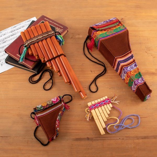 Alternate image for Hand Crafted Bamboo Wind Instrument Zampona Panpipes Pair Inca Serenade
