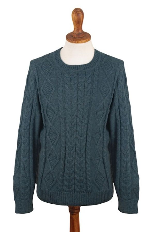 Alternate image for Mens 100 Alpaca Teal Pullover Sweater From Peru Teal Geometry