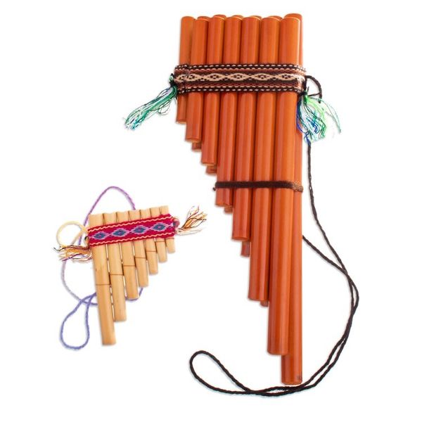 Alternate image for Hand Crafted Bamboo Wind Instrument Zampona Panpipes Pair Inca Serenade