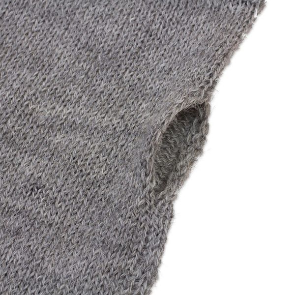 Alternate image for Grey 100 Baby Alpaca Cable Knit Fingerless Mitts from Peru Luscious Twist in Grey