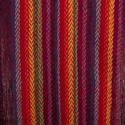 Alternate image for Colorful 100 Alpaca Scarf with Stripes Hand-Woven in Peru Cosmovision