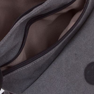 Alternate image for Leather Accent Cotton Shoulder Bag in Slate from Peru Ancient Traveler