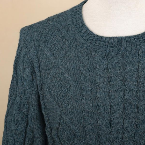 Alternate image for Mens 100 Alpaca Teal Pullover Sweater From Peru Teal Geometry