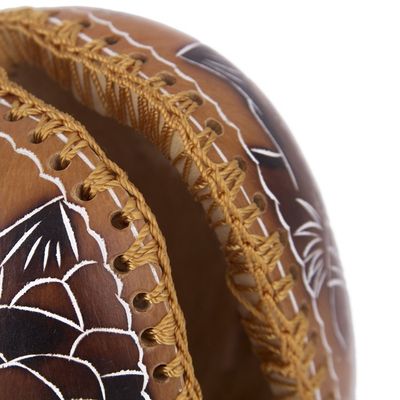 Alternate image for Andean Valley Life Hand Carved Gourd Napkin Holder Pastoral Valley