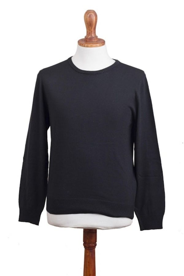 Alternate image for Mens Crew Neck Cotton Blend Pullover in Black from Peru Classic Warmth in Black