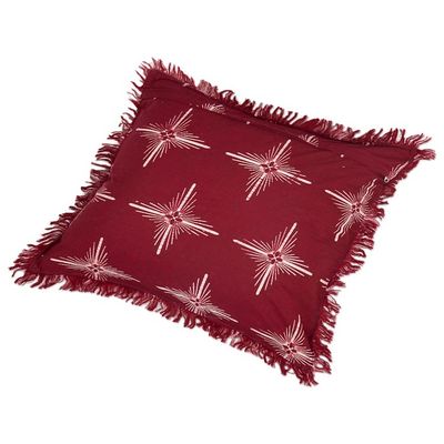Alternate image for Star-Themed Cherry Cotton Batik Cushion Cover with Fringes Brightest Cherry Star