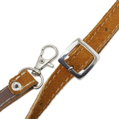 Alternate image for Fringed Wool Accented Suede Handbag in Golden Brown Golden Brown Fringe