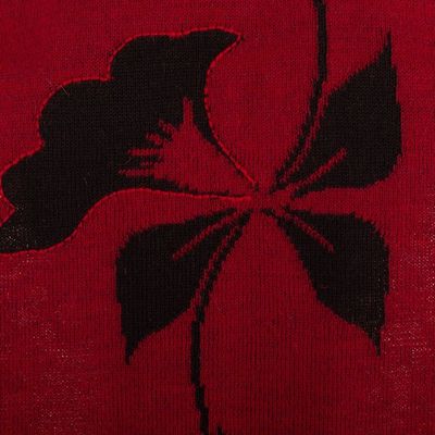 Alternate image for Cultural Floral Red and Black Reversible Alpaca Blend Scarf Red Retama Emotions