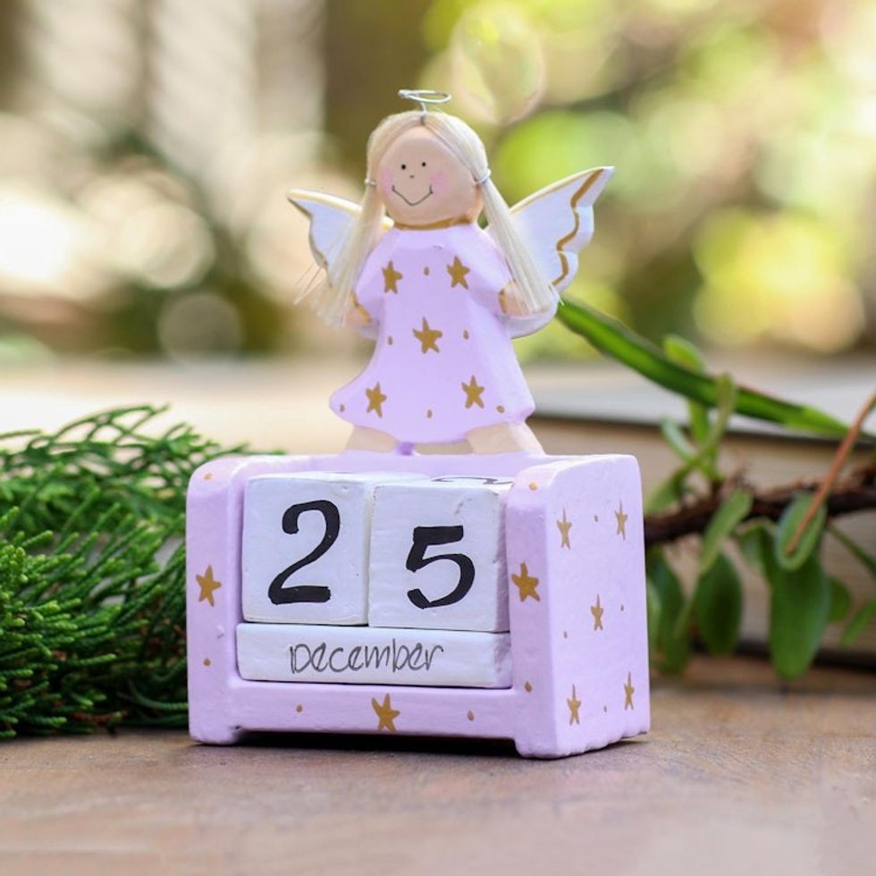 Lilac Angel Themed Perpetual Calendar 'Angel Time in Lilac'