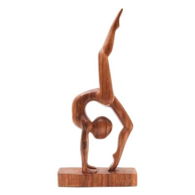 Alternate image for Hand Carved Suar Wood Yoga Sculpture Pincha Mayurasana