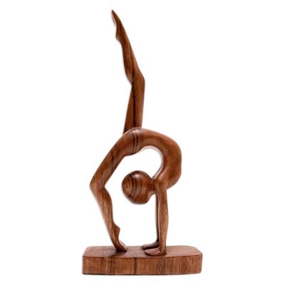 Alternate image for Hand Carved Suar Wood Yoga Sculpture Pincha Mayurasana