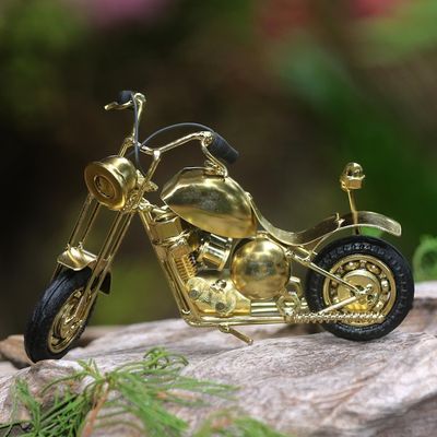 Alternate image for Artisan Crafted Gold Finish Motorbike Sculpture Motorbike Patrol in Gold