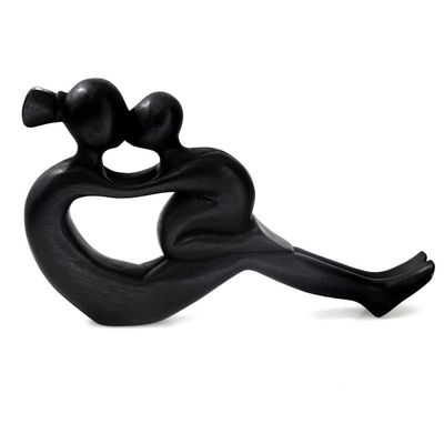 Alternate image for Handcrafted Mother and Child Wood Sculpture Her Love Will Never End