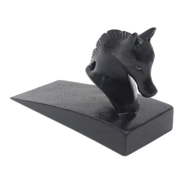 Alternate image for Hand Carved Suar Wood Horse Door Stopper in Black from Bali Handy Horse in Black