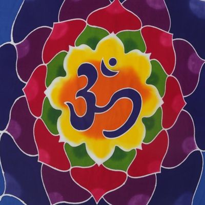 Alternate image for Batik Rayon Wall Hanging with Floral Om from Bali Meditation Bloom