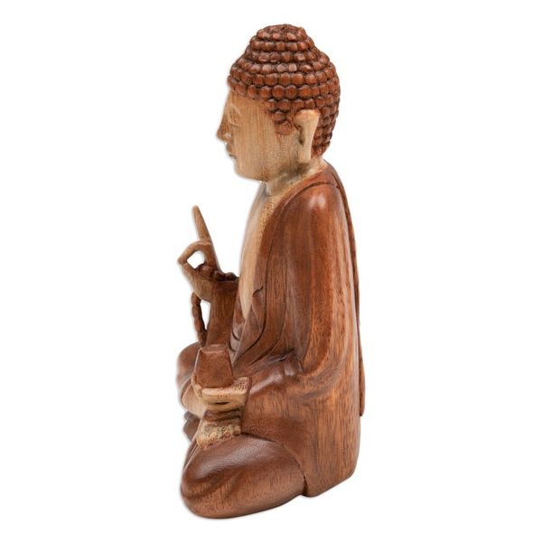 Alternate image for Balinese Hand-Carved Suar Wood Sculpture of Master Buddha Peace of Buddha
