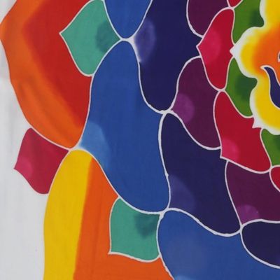 Alternate image for Batik Rayon Wall Hanging with Floral Om from Bali Meditation Bloom