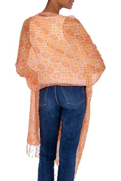 Alternate image for Hand Made Floral Silk Shawl Ginger Jasmine