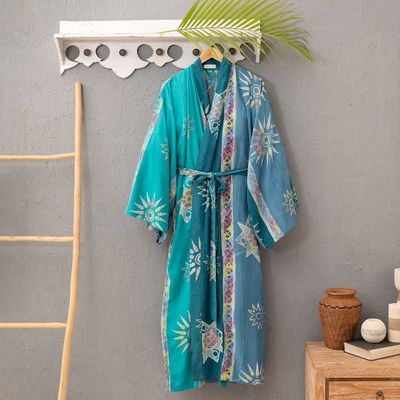 Alternate image for Womens Unique Batik Robe Green Baliku