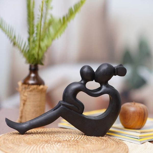 Alternate image for Handcrafted Mother and Child Wood Sculpture Her Love Will Never End