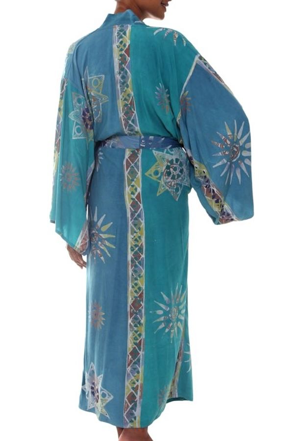 Alternate image for Womens Unique Batik Robe Green Baliku