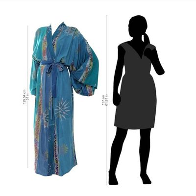 Alternate image for Womens Unique Batik Robe Green Baliku