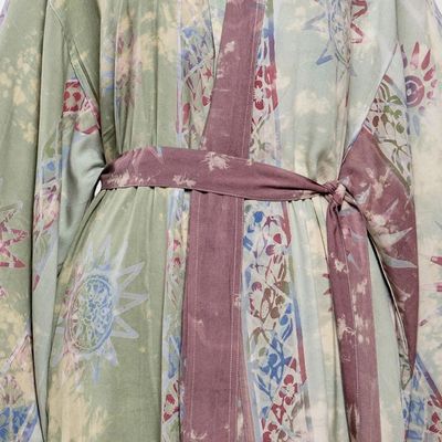 Alternate image for Hand-Stamped Batik Rayon Robe with Tie Belt Spiritual Center